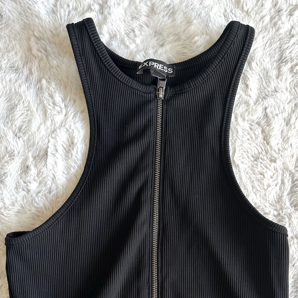 Black Ribbed Racer Back Body Express XS - Picture 2 of 6